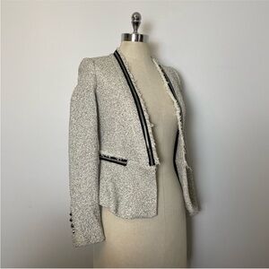 Zara Boucle Blazer with Metal and Raw Edge details